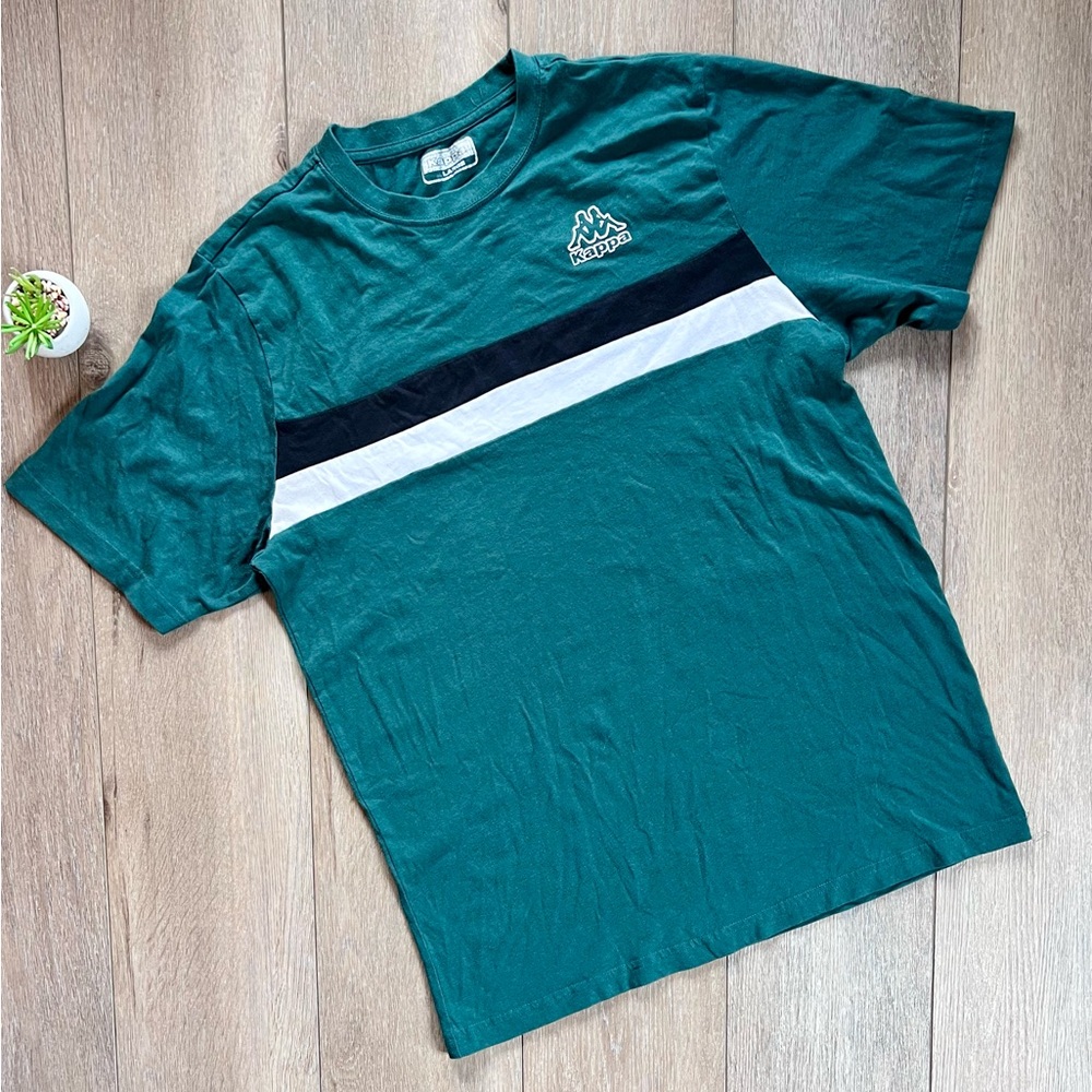 Kappa Men's Green T-Shirt with Bold Stripe